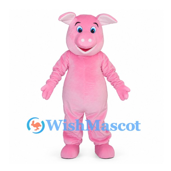 Pig Mascot Costume in Pink with Round Snout