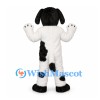Dog Mascot Costume in White with Black Spots and Droopy Ears