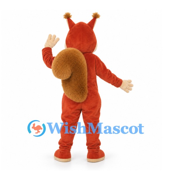 Squirrel Mascot Costume in Rust Brown with Large Curled Tail