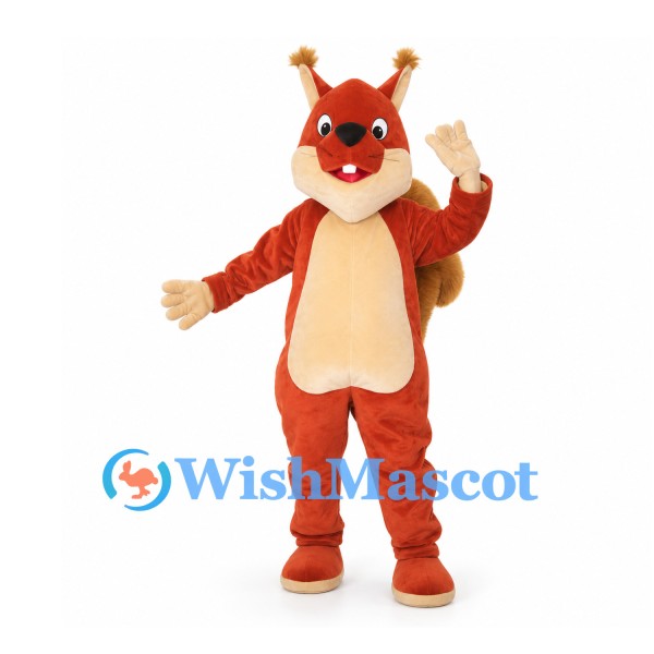 Squirrel Mascot Costume in Rust Brown with Large Curled Tail
