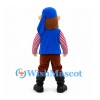Pirate Mascot Costume with Blue Bandana and Striped Shirt