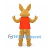 Rabbit Mascot Costume in Tan with Red Vest