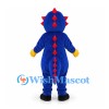 Dinosaur Mascot Costume in Blue with Yellow Belly and Red Spines