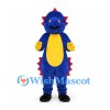 Dinosaur Mascot Costume in Blue with Yellow Belly and Red Spines