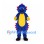 Dinosaur Mascot Costume in Blue with Yellow Belly and Red Spines