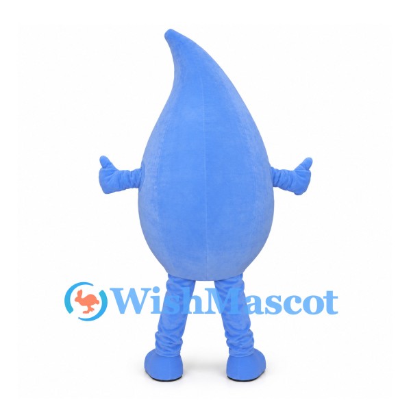 Water Drop Mascot Costume in Blue with Smiling Face