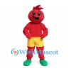 Tomato Mascot Costume with Green Leaf Collar and Yellow Shorts