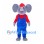 Elephant Mascot Costume in Gray with Red Shirt and Blue Overalls