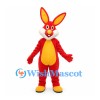 Rabbit Mascot Costume in Red with Yellow Belly and Shoes