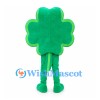 Shamrock Mascot Costume in Green with Yellow Outline