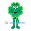 Shamrock Mascot Costume in Green with Yellow Outline