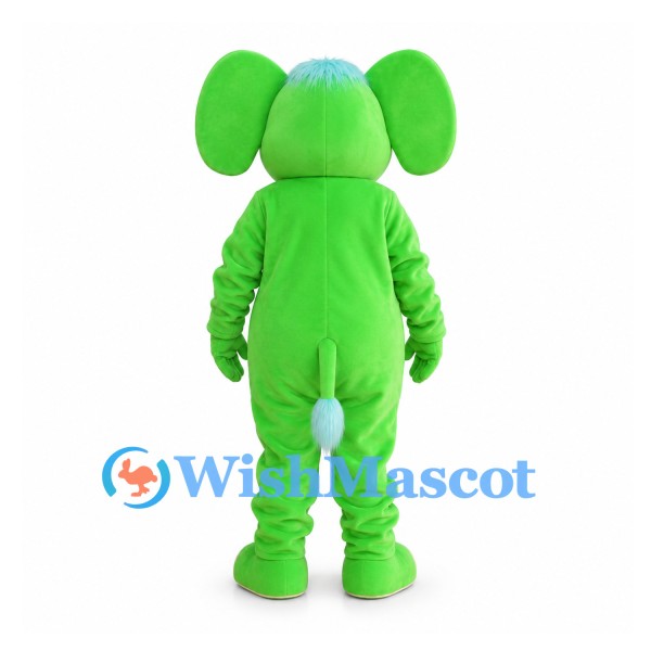 Elephant Mascot Costume in Green with Cream Ears