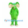 Elephant Mascot Costume in Green with Cream Ears