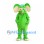 Elephant Mascot Costume in Green with Cream Ears