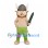 Viking Mascot Costume with Horned Helmet and Green Trousers