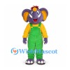 Elephant Mascot Costume in Purple with Green Overalls