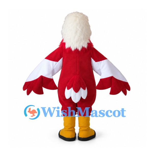 Eagle Mascot Costume in Red and White with Yellow Beak
