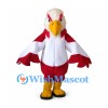 Eagle Mascot Costume in Red and White with Yellow Beak