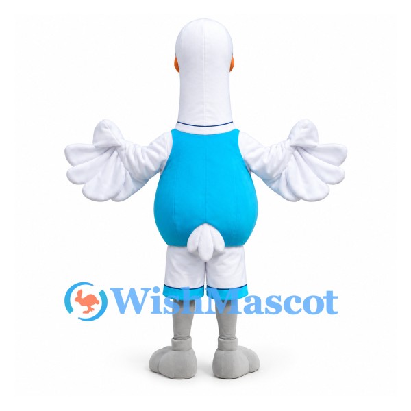 Goose Mascot Costume with Turquoise Sports Uniform