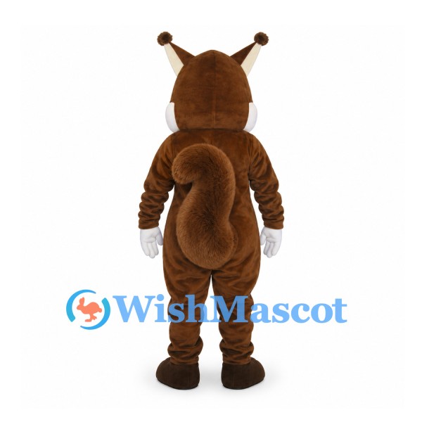 Squirrel Mascot Costume in Brown with White Belly and Curled Tail