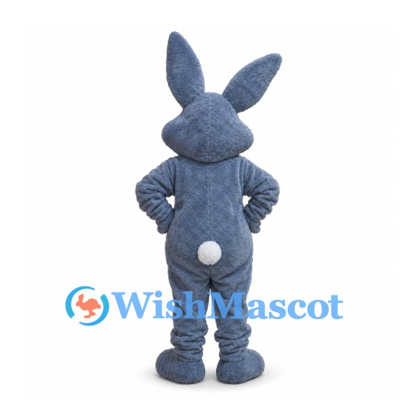 Rabbit Mascot Costume in Gray with White Belly and Long Ears