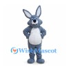 Rabbit Mascot Costume in Gray with White Belly and Long Ears