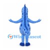 Dragon Mascot Costume in Light Blue with Spotted Back and Long Tail