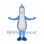 Dragon Mascot Costume in Light Blue with Spotted Back and Long Tail