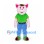 Pig Mascot Costume with Green T-Shirt and Blue Trousers
