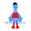 Blue Bird Mascot Costume with Black Cap and Red Shirt