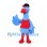 Blue Bird Mascot Costume with Black Cap and Red Shirt