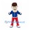 Man Mascot Costume with Brown Spiky Hair and Blue Jacket