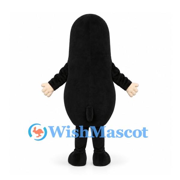 Mole Mascot Costume in Black with Cream Belly and Red Nose