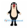 Mole Mascot Costume in Black with Cream Belly and Red Nose