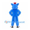 Wolf Mascot Costume in Blue with Crown and Sports Uniform