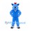 Wolf Mascot Costume in Blue with Crown and Sports Uniform