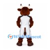 Bull Mascot Costume with White and Green Sports Uniform