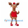 Moose Mascot Costume with Red Cap and Tank Top