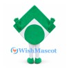 Arrow Mascot Costume in Green with Smiling Face