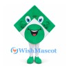 Arrow Mascot Costume in Green with Smiling Face