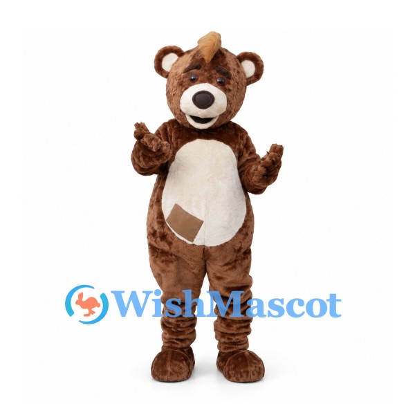 Bear Mascot Costume in Brown with Cream Belly and Muzzle