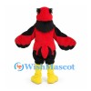 Cardinal Mascot Costume in Red and Black with Yellow Beak