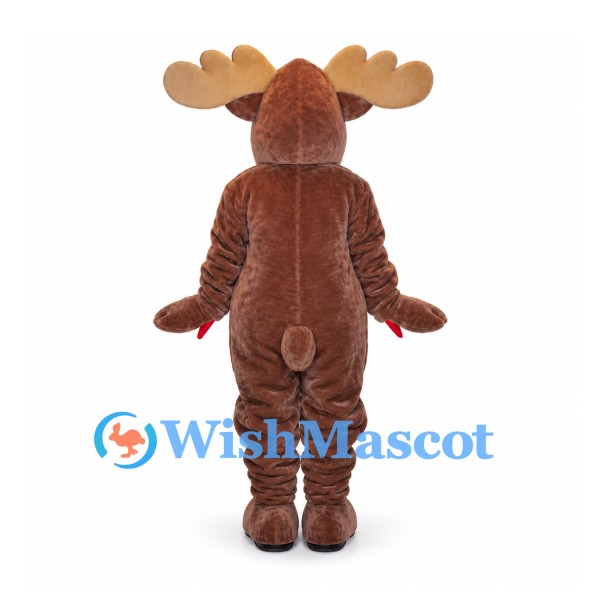 Moose Mascot Costume in Brown with Wide Antlers