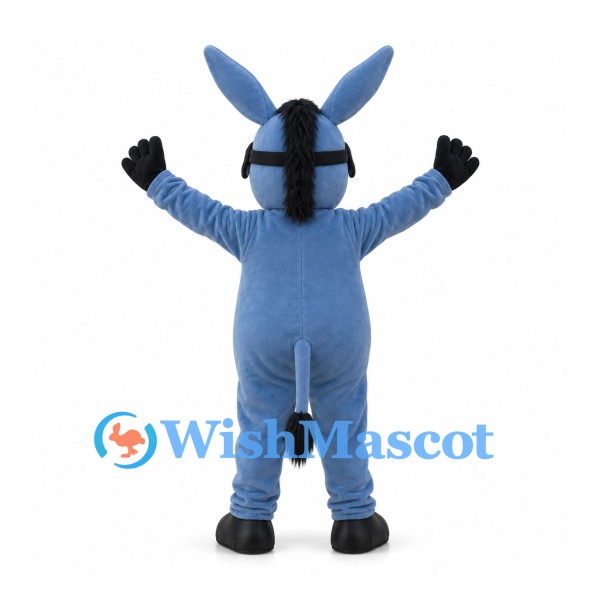 Donkey Mascot Costume in Gray with Black Mane and Hooves