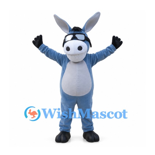 Donkey Mascot Costume in Gray with Black Mane and Hooves