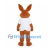 Rabbit Mascot Costume in Brown with White Shirt