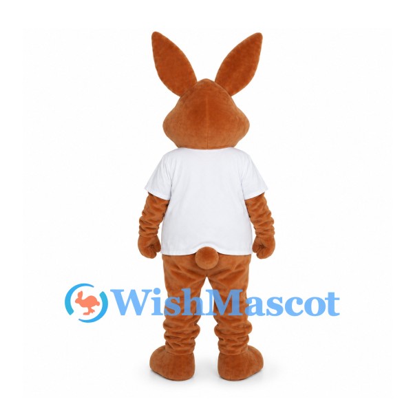 Rabbit Mascot Costume in Brown with White Shirt