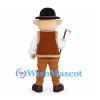 Alpine Man Mascot Costume with Black Hat and Brown Vest