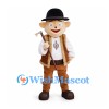 Alpine Man Mascot Costume with Black Hat and Brown Vest