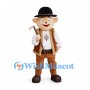 Alpine Man Mascot Costume with Black Hat and Brown Vest